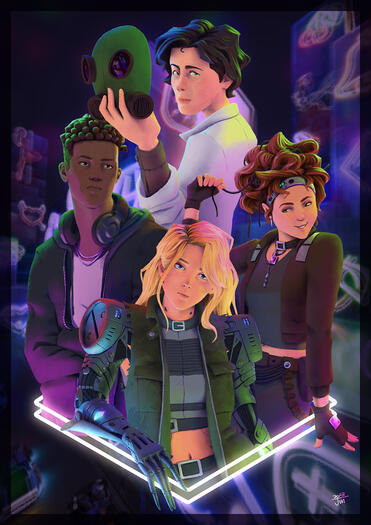 Huxley, Specter, Misery and Tai - A cyberpunk RPG group